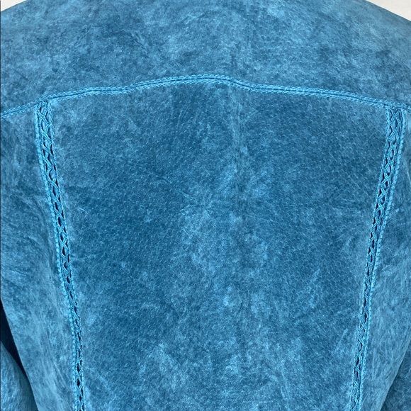 Vintage Y2K AMI Blue Suede Leather Jacket Coat with Silver Buttons - Picture 3 of 8